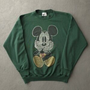 Mickey & Co Sweatshirt Mens Large Green Good Graphic Made In USA 50/50 90s